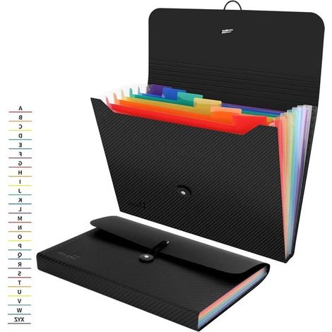 Archivador y carpeta expandible con etiquetas, Organizador de archivos A4 Rainbow Twill, Suministros de escritorio portátiles de plástico (1/5)