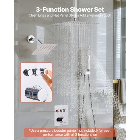 Ensemble de Robinetterie de Douche, Système de Douche Thermostatique 3 Fonctions, Pommeau Haut à Effet Pluie 30,5 cm, Pommeau Mural… (1/5)
