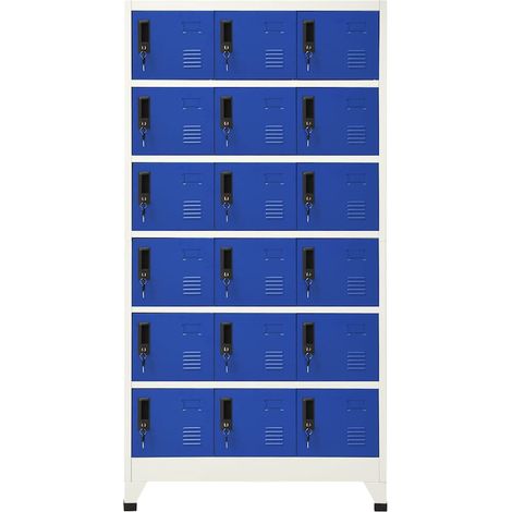 Maison Exclusive - Armadietto con Serratura Grigio e Blu 90x40x180 cm Acciaio (1/5)