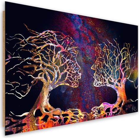 Quadro deco panel, Coppia di alberi baciano l'astrazione - 100x70 (1/5)