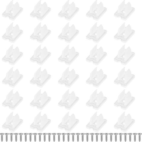 30 Pièces Clips de Fixation pour Bande Lumineuse LED, Attache Ruban Led Neon, Attache Guirlande Led, Supports Neon Led en Plastique avec Vis, Blanc, Pour Installation Intérieure et Ext (1/5)