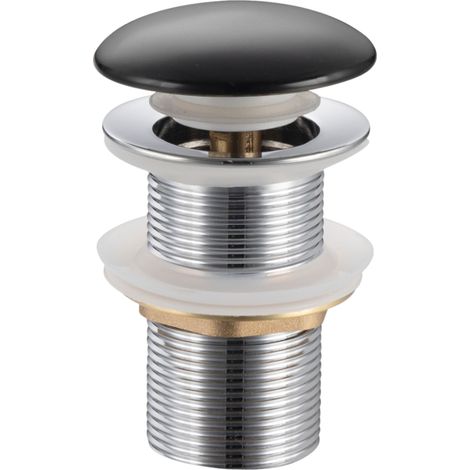 Bonde de lavabo en laiton Click-Clack modèle A universelle pour lavabo 1/4 de pouce sans trop-plein avec tête en céramique noire (1/5)