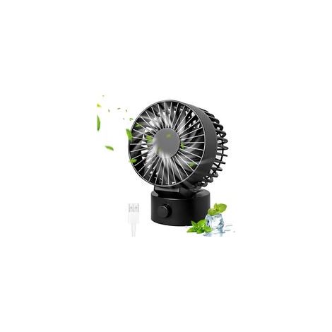 Mini ventilateur USB, ventilateur de table, ventilateur de bureau, réglable à 30 degrés, 2 vitesses, table pour table PC, poussette bébé, maison, bureau, camping, voyage (noir) (1/5)