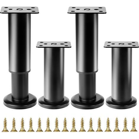 4 piedini regolabili per mobili da 12-18 cm, piedini regolabili per mobili, piedini livellanti per tavoli, piedini neri regolabili in altezza per sedie, letti, divani, armadi, mobili (1/5)