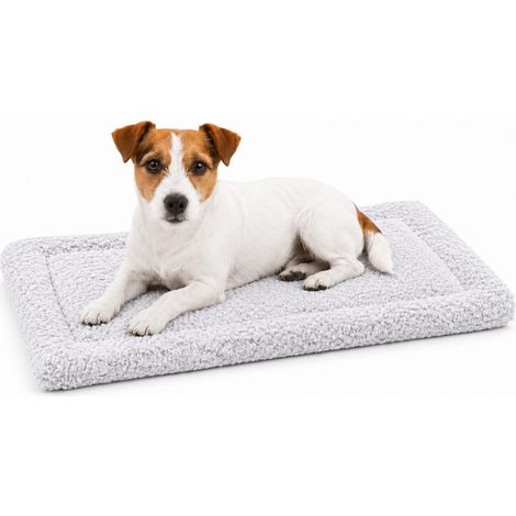 Panier Chien - Coussin Chien et Chat - Coussin rectangulaire Jacquard Gris - pour Cages métalliques et Cages de Transport - Lavable - 55,5 x 38,5 cm (1/5)