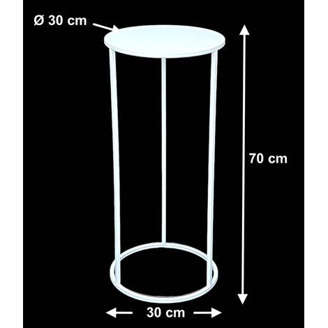 DanDiBo Blumenhocker Metall Weiß Rund 70 cm Blumenständer Beistelltisch 96483 L Blumensäule Modern Pflanzenständer Pflanzenhocker