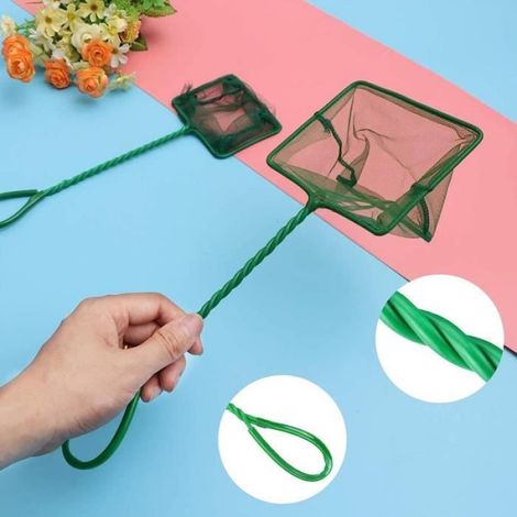 Filet de pêche carré - - 5 pouces - Poignée en plastique - Nylon solide - 2 pcs (1/4)