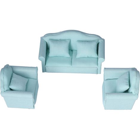 Canapé miniature pour maison de poupée avec coussin de dossier, mobilier DIY vert, accessoires de décoration. (1/5)