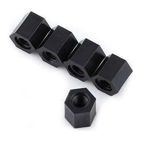 Lot de 100 boulons d'espacement M3 en nylon à filetage interne, hexagonaux, noirs (M3 x 5) (1/5)