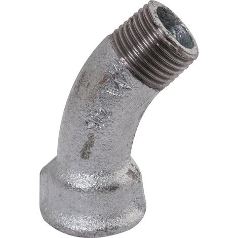 Raccord fonte galva coudé 45° à visser - MF 1'1/2 - Grand rayon - N° 40