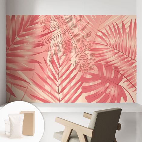 Tapete Vliestapete mit Kleber - abwaschbar - Tapete mit Motiv - trendige Wanddeko - elegant Fototapete Tropische Blätter 104x70 cm (1/5)