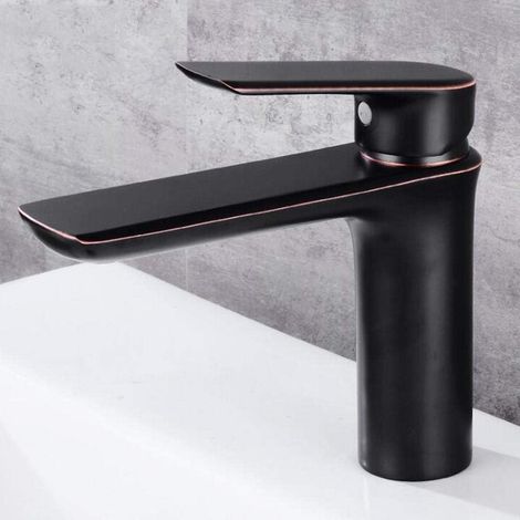 Robinet pour vasque, laiton, noir, monotrou, pour sanitaires (1/5)