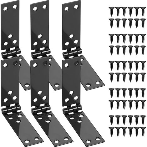 Lot de 6 charnières de porte pliables pour tiroirs, charnières robustes, charge lourde, galvanisées, pour portes en bois, caisses en bois, armoires (150 x 25 mm)