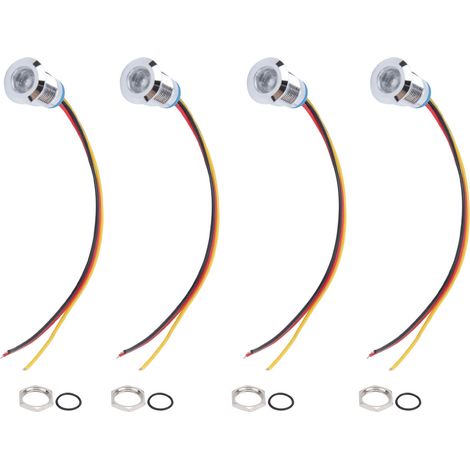 Jeu de 4 voyants LED ronds étanches 12mm, bicolores rouge et jaune, cathode commune, pré-câblés 3-6V pour signalisation (1/5)