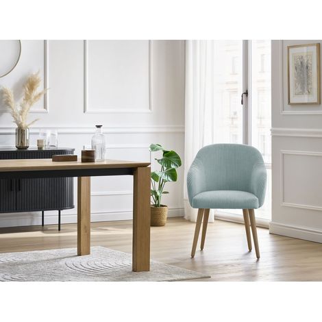 BOBOCHIC - Chaise SOPHIE tissu velours côtelé et pieds scandinaves bois Bleu clair (1/5)