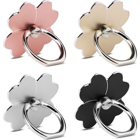 Support de téléphone en forme de fleur, composé de 4 anneaux, avec rotation à 360° et anneau de maintien ajustable à 180°. (1/5)