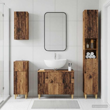 vidaXL 4 Piece Bathroom Cabinet Set ARNHEM Old Wood Engineered Wood (1/5)