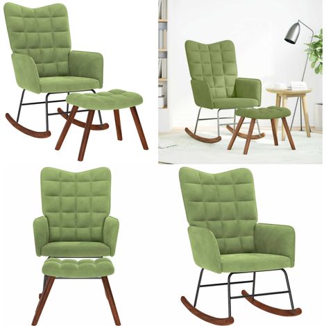 vidaXL Chaise à bascule avec repose-pied vert clair velours (1/5)