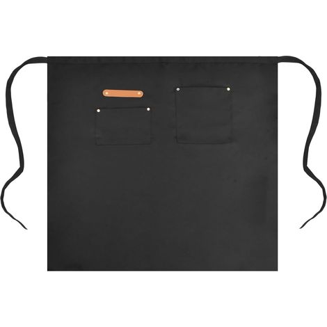 Tablier de Taille avec 2 Poches, Demi Tablier de Cuisine en Toile Imperméable, Tablier Serveur/Serveuse, Ajustable Homme Femme, Résistant aux Taches, 70x70 cm Noir (1/5)