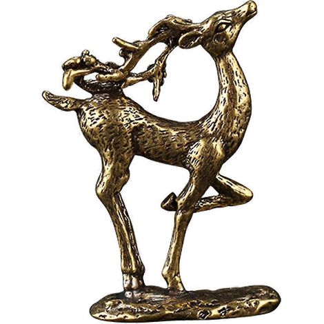 Ornement en laiton représentant un élan - Décoration de bureau style vintage pour la maison - Ornement en laiton représentant un élan-4.6x1.6x6.2cm-Golden (1/3)