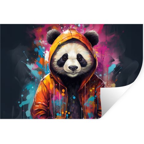 Wall Sticker Panda - Jacket - Graffiti - Orange 120x80 cm