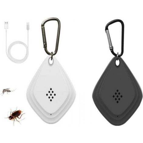 Ultrasonic Mosquito Repellent Portable Ultrasonic Anti-Mosquito Electronic Mosquito Killer USB Charging, Convenient and Portable for Anti-Insect Anti-Mosquito(White+Black) (1/5)