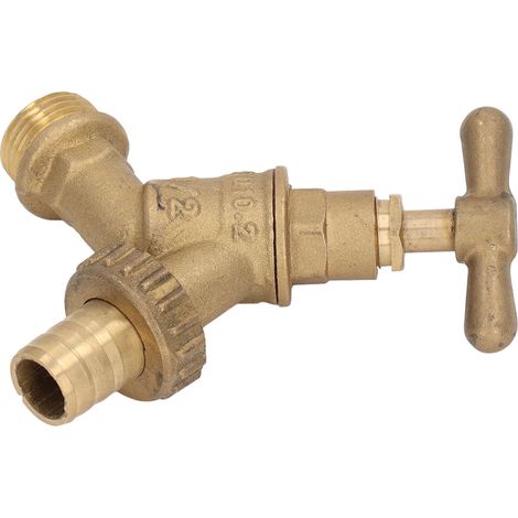 Gartenwasserhahn aus Messing, 1/2-Zoll-Auslass, 3/4-Zoll-Einlass, verschleißfester Wasserhahn, hohe Festigkeit, für den professionellen Einsatz (1/5)