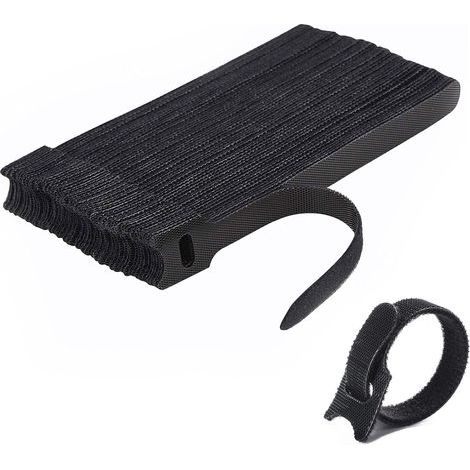 Attache Cable[50 Pcs], Sangles Sangles Câble, Réutilisables Serre Cable, Organisateur Rangement Cable, pour Attacher Les Câbles, Gaines, Fils PC, Fils Électriques etc(Noir) (1/5)