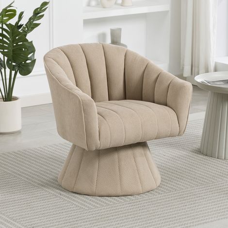 REDOM Poltrona relax 70x66x72cm, girevole e ergonomica, seduta e schienale imbottiti, base stabile, sabbia, per ufficio e casa