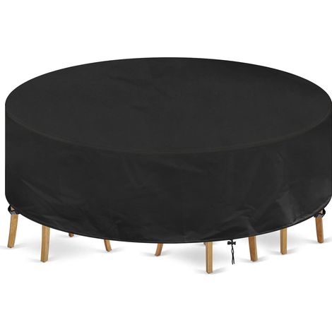 Housse Table de Jardin Ronde Housse Protection Table Jardin Imperméable Anti-UV 420D Oxford Tissu Extérieure Bâche pour Meubles Jardin (Ø230x100cm) (1/5)