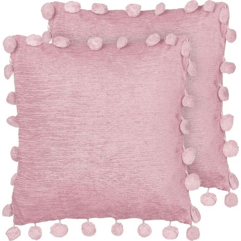 Dekokissen 2er Set JASMINE 45 x 45 cm Rosa Ohne Muster