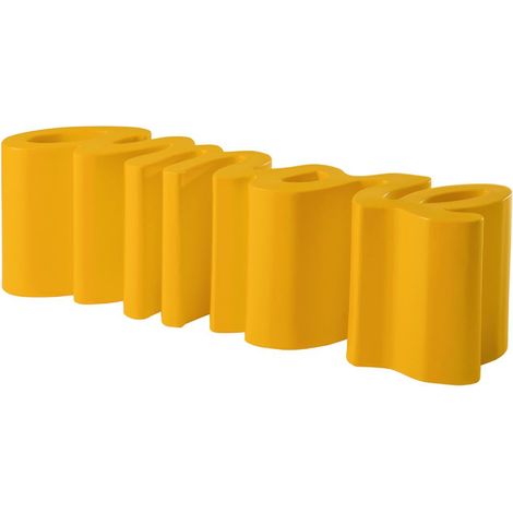 Amore Giallo zafferano panca originale Slide di design panchina da esterno interno giardino colorata polietilene terrazza veranda (1/4)