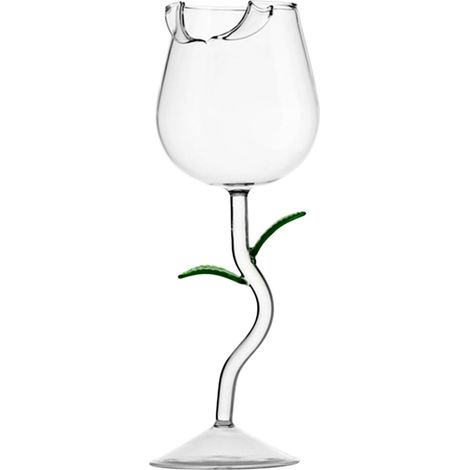 Verre À Vin - Verre Hauteur 230 mm - Capacité 280 ml - Pied Haut - Design En Forme De Rose - Lot De 1 (1/2)