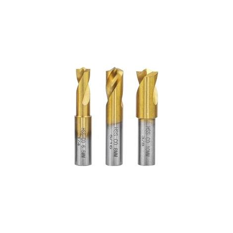 Lot de 3 Forets à Souder - Fraise à Dépointer HSS CO Titane pour Enlever Joints de Soudure en Tôle (6.5mm/8mm/10mm)