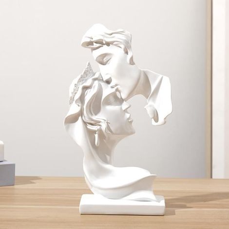 Statue de Couple créative en Forme de Baiser - Statue Résine Baisers Amant Sculpture Bureau Art Moderne Figure Décoration,D (1/4)