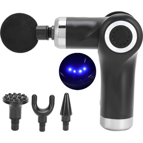 Kit de massage musculaire électrique pistolet de massage profond des tissus, pliable et portable, couleur noire, pour relaxation et récupération sportive. (1/5)
