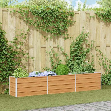 vidaXL Garden Raised Bed Light Brown 240 x 40 x 45 cm Galvanised Steel