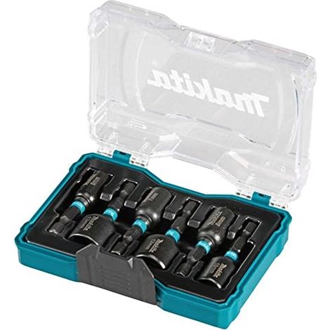 Makita – Coffret 6 douilles à queue Impact BLACK – Longueur 50mm – Ø 6/7/8/10/12/13 – Emmanchement hexagonal 1/4"