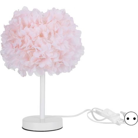 Lampe de table fleurie, chevet chambre bureau décoration, rose clair, fiche UE 110-240V (1/5)