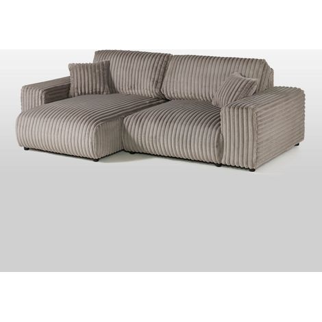 Ecksofa Cord Velours 237x144x79 grau PAULINAMassivmoebel24 GmbH