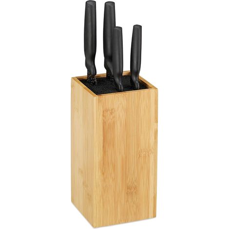 Rangement pour couteaux en bambou, non garni, avec insert en tige plastique, universel, 24,6 x 11 x 11 cm, nature (1/5)