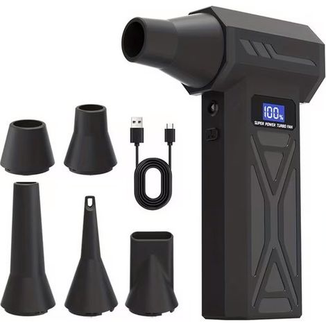 2-in-1-Luftreiniger – 150.000 U/min, Blas- und Saugfunktion, 4.000 mAh, LED-Anzeige, elektrischer Luftreiniger für Tastatur, PC, Auto und Haushalt – Schwarz