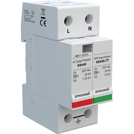 Arnocanali SS440.2TT Enerpro Scaricatore 1 + 1 Moduli, Classe di Riferimento T2 per Reti Tt - Tn (1/3)