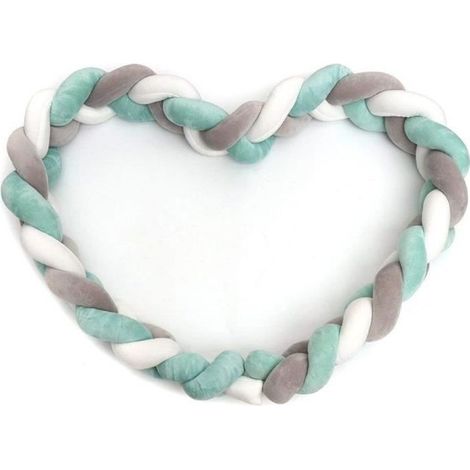 1PCS Tour de lit coussin Serpent Coussin Tressé pare-chocs Velours Protection bébé sécurité (blanc +gris +vert) (1/3)