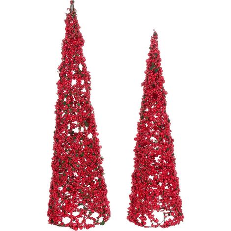 Dekofiguren 2er Set ROSAN Weihnachtsbaum 52/60 cm Rot
