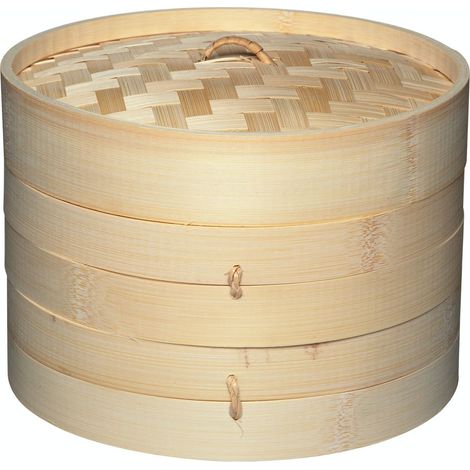KitchenCraft: World of Flavours – Vaporera de Bambú de 2 Pisos, Color Beige, 20 cm