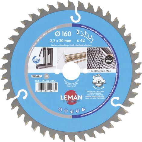 LAME CIRC.HM FINITION D160X2.2X20 Z=42 TRAP-PL NEG - 367.160.2042 - LEMAN (1/4)