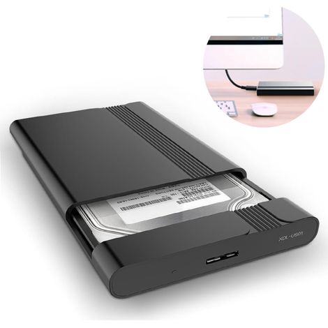 Boîtier Disque Dur SSD 2.5 Pouces - USB 3.0 - Compatible SATA - Épaisseur 7 à 9,5 mm - Noir - 1 Pièce (1/5)