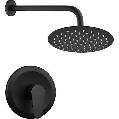 Set doccia incasso Lizzy nero opaco con braccio e soffione tondo 25 cm (1/5)