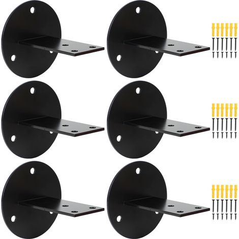 Lot de 6 supports de main courante en acier inoxydable avec vis, accessoires de support mural, pour main courante murale droite, pour garde-corps en bois carré ou rond (1/5)